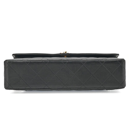 CHANEL Lambskin Matelasse 27cm Paris Limited Double Flap Shoulder Bag Black Gold-Tone Hardware, Pre-Owned