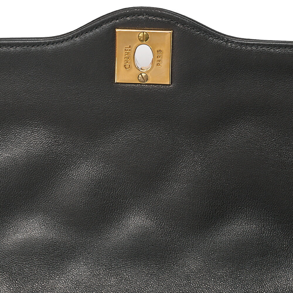 CHANEL Lambskin Matelasse 27cm Paris Limited Double Flap Shoulder Bag Black Gold-Tone Hardware, Pre-Owned