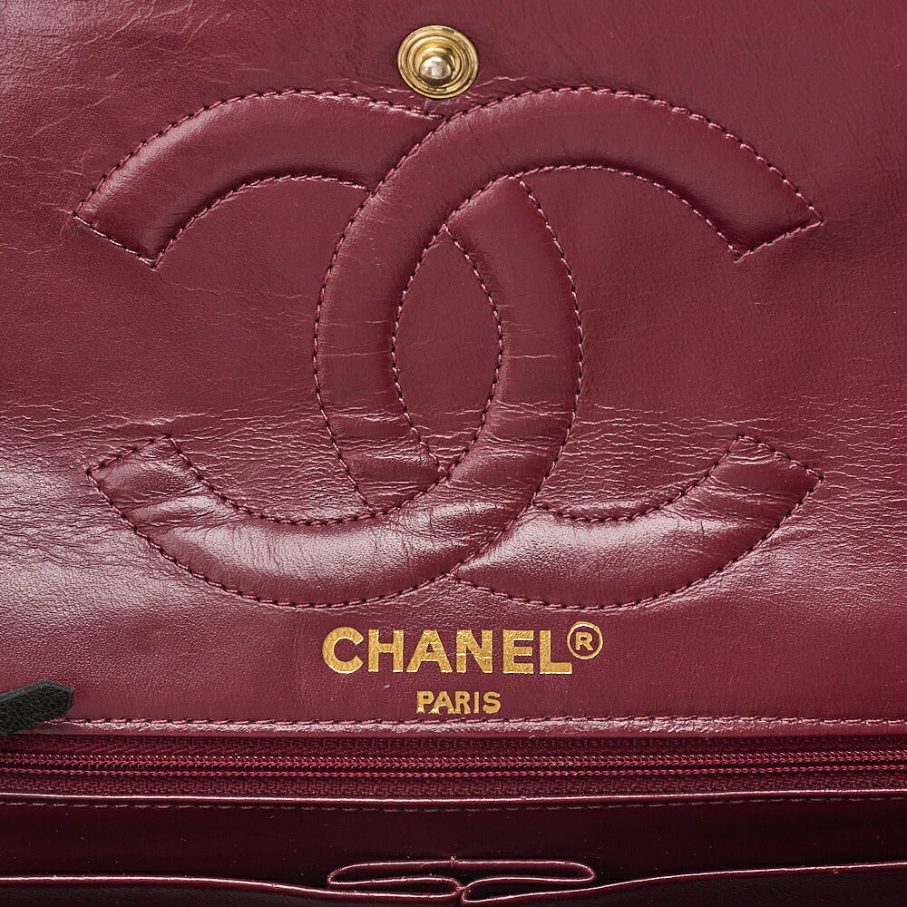 CHANEL Lambskin Matelasse 27cm Paris Limited Double Flap Shoulder Bag Black Gold-Tone Hardware, Pre-Owned