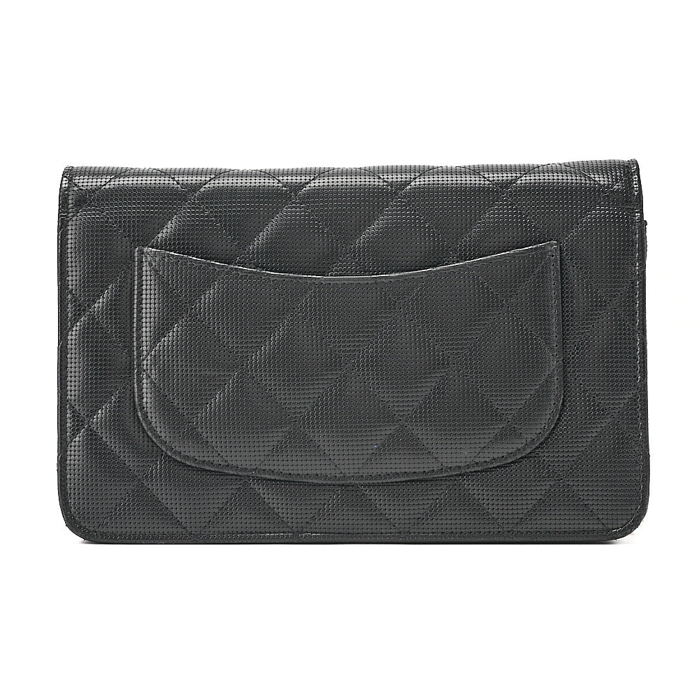 CHANEL Caviar Embossed Leather Matelasse Coco Mark Chain Wallet Black Gold-Tone Hardware, Pre-Owned