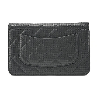 CHANEL Caviar Embossed Leather Matelasse Coco Mark Chain Wallet Black Gold-Tone Hardware, Pre-Owned