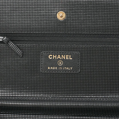 CHANEL Caviar Embossed Leather Matelasse Coco Mark Chain Wallet Black Gold-Tone Hardware, Pre-Owned