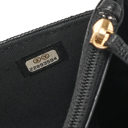 CHANEL Caviar Embossed Leather Matelasse Coco Mark Chain Wallet Black Gold-Tone Hardware, Pre-Owned