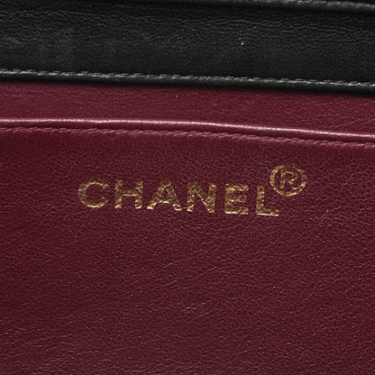 CHANEL Lambskin Matelasse Full Flap 19cm Push Lock Chain Shoulder Black Gold-Tone Hardware, Pre-Owned