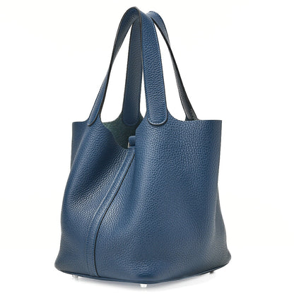 Hermes Hermes Picotan Lock MM Handbag Taurillon Clemence Corvert Silver-Tone Hardware, Pre-Owned