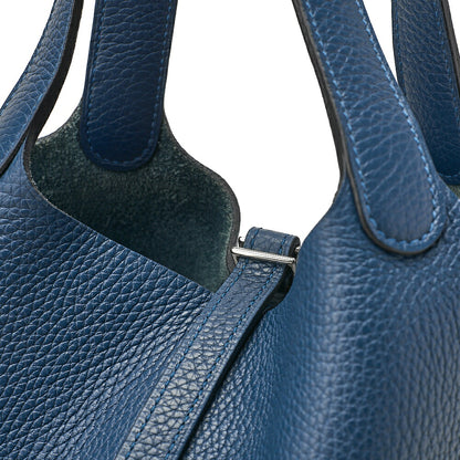 Hermes Hermes Picotan Lock MM Handbag Taurillon Clemence Corvert Silver-Tone Hardware, Pre-Owned