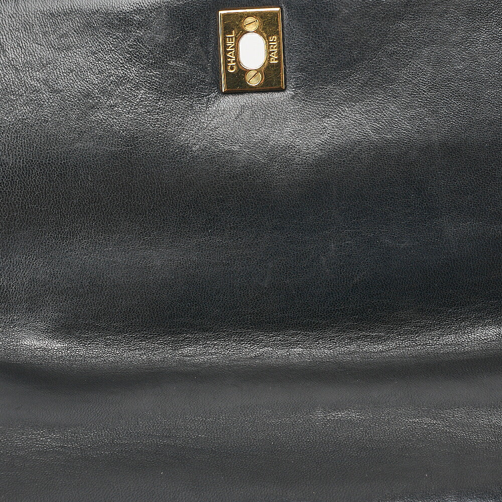 CHANEL Handbag Mademoiselle Turn Lock Lambskin Black Gold-Tone Hardware, Pre-Owned