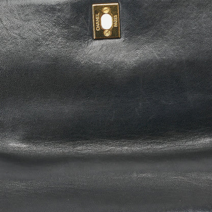 CHANEL Handbag Mademoiselle Turn Lock Lambskin Black Gold-Tone Hardware, Pre-Owned