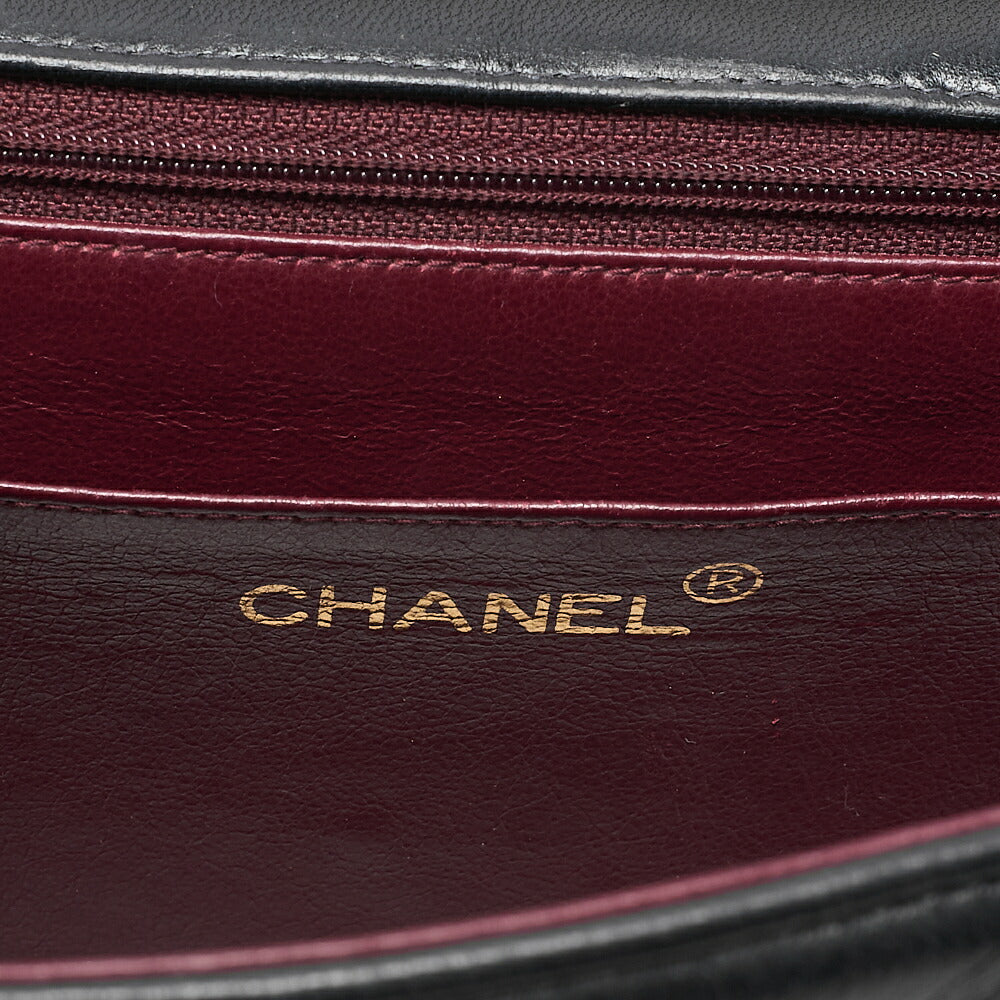 CHANEL Handbag Mademoiselle Turn Lock Lambskin Black Gold-Tone Hardware, Pre-Owned