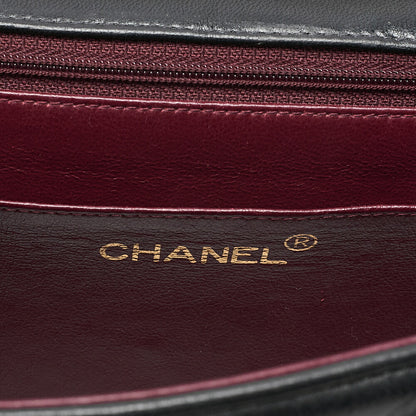 CHANEL Handbag Mademoiselle Turn Lock Lambskin Black Gold-Tone Hardware, Pre-Owned