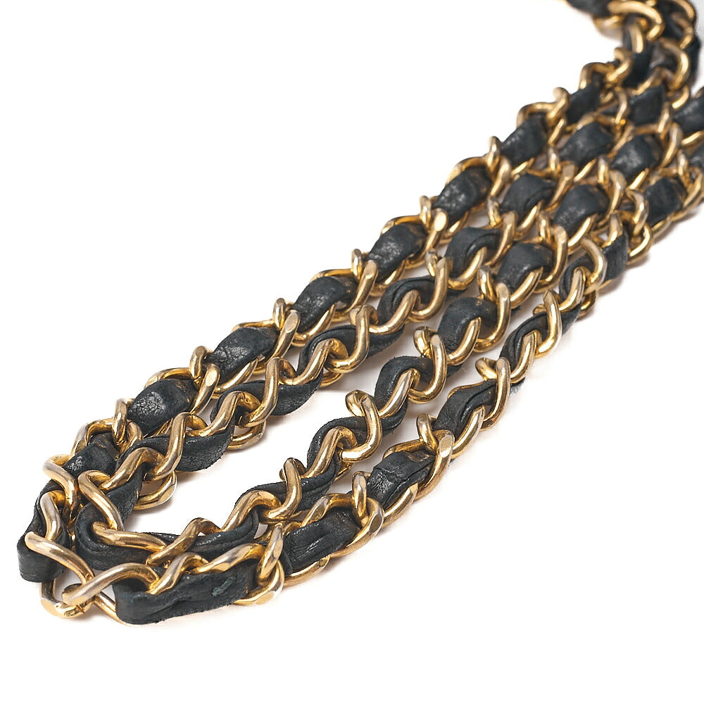 CHANEL Matelasse 23cm Double Flap Chain Shoulder Bag Lambskin Black Gold-Tone Hardware, Pre-Owned