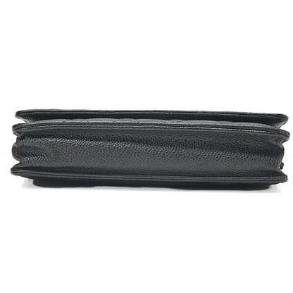 CHANEL Caviar Skin Matelasse Chain Wallet Black Gold-Tone Hardware, Pre-Owned