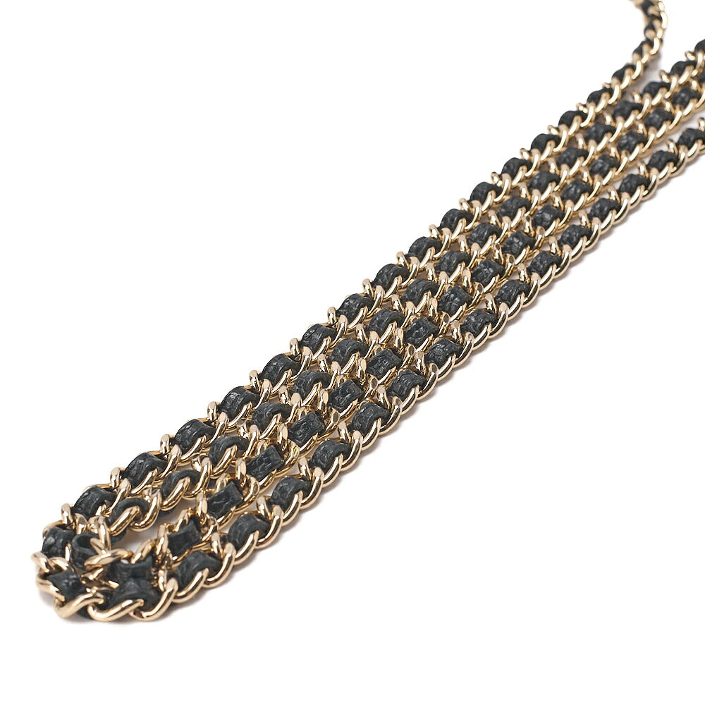 CHANEL Caviar Skin Matelasse Chain Wallet Black Gold-Tone Hardware, Pre-Owned