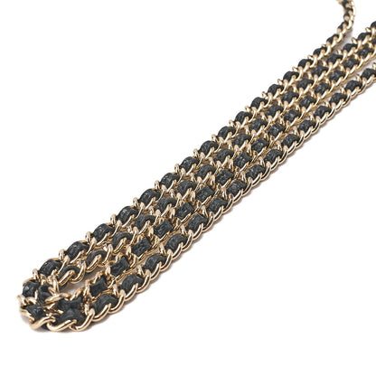 CHANEL Caviar Skin Matelasse Chain Wallet Black Gold-Tone Hardware, Pre-Owned