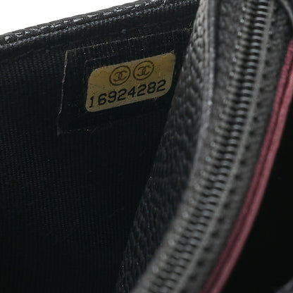 CHANEL Caviar Skin Matelasse Chain Wallet Black Gold-Tone Hardware, Pre-Owned