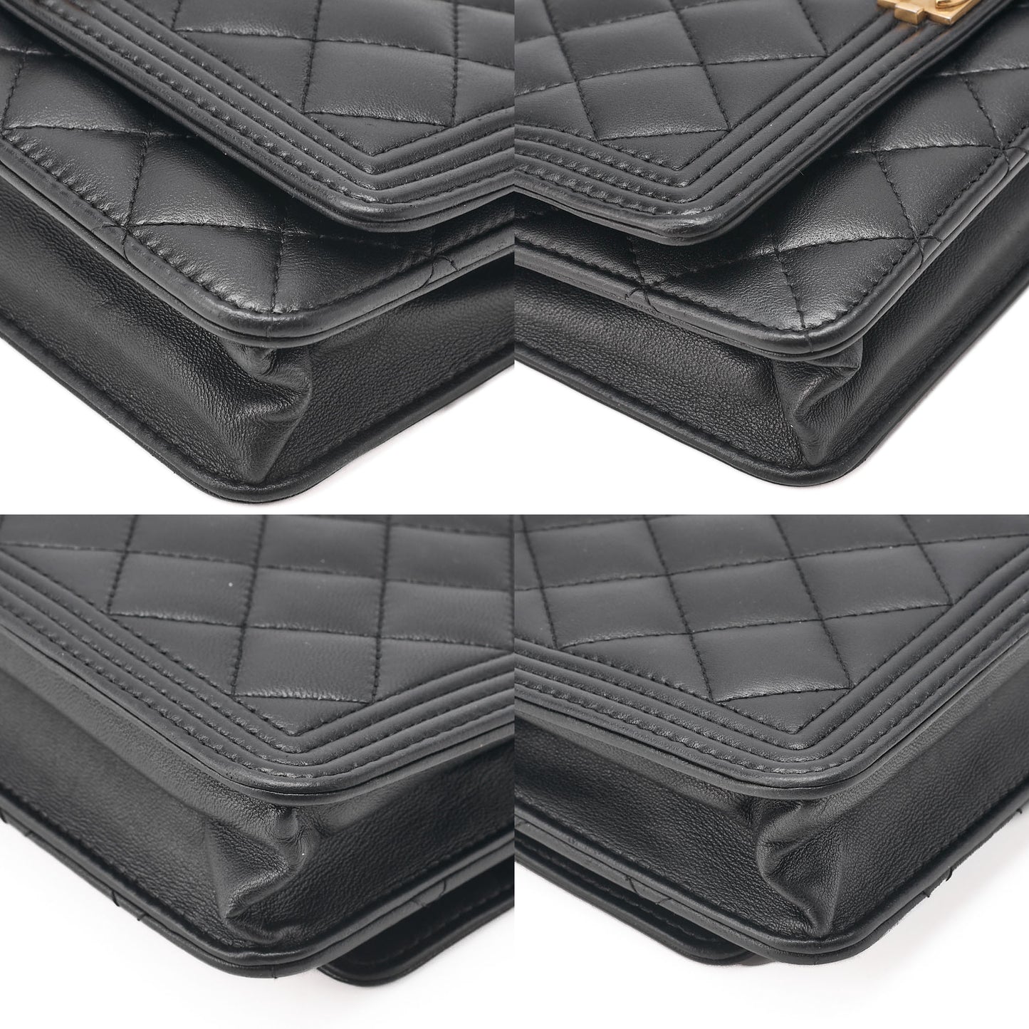 CHANEL Boy Chanel Matelasse Chain Wallet Lambskin Black Gold-Tone Hardware, Pre-Owned