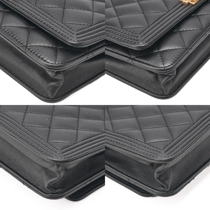 CHANEL Boy Chanel Matelasse Chain Wallet Lambskin Black Gold-Tone Hardware, Pre-Owned