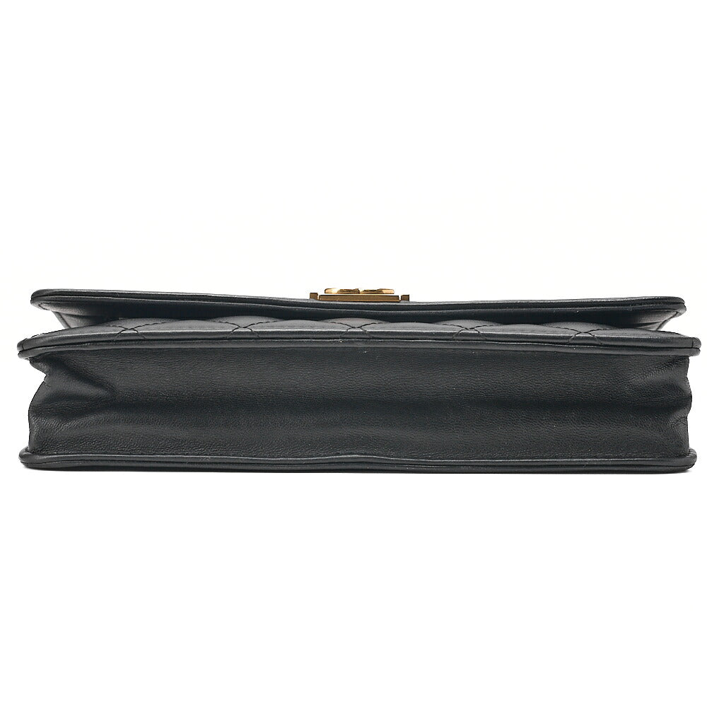 CHANEL Boy Chanel Matelasse Chain Wallet Lambskin Black Gold-Tone Hardware, Pre-Owned