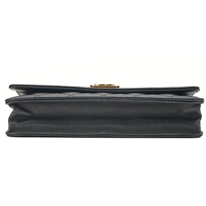 CHANEL Boy Chanel Matelasse Chain Wallet Lambskin Black Gold-Tone Hardware, Pre-Owned