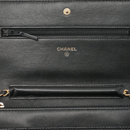 CHANEL Boy Chanel Matelasse Chain Wallet Lambskin Black Gold-Tone Hardware, Pre-Owned