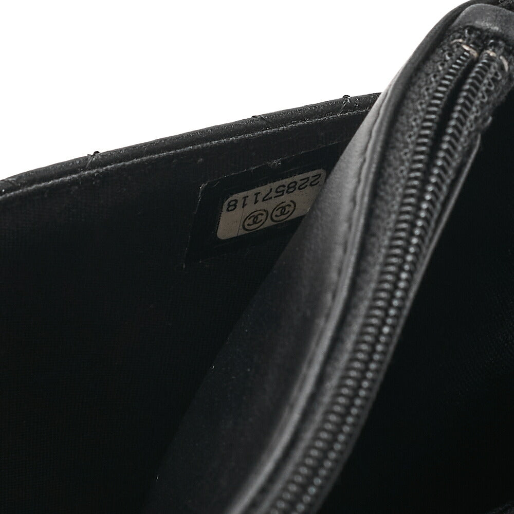 CHANEL Boy Chanel Matelasse Chain Wallet Lambskin Black Gold-Tone Hardware, Pre-Owned
