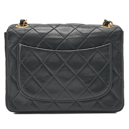 CHANEL Chain Shoulder Bag Minimat Telass? 17cm Lambskin Black Gold-Tone Hardware, Pre-Owned