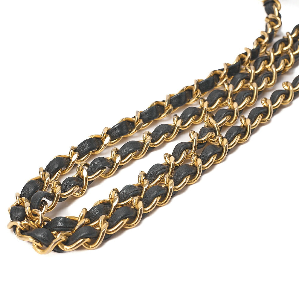 CHANEL Chain Shoulder Bag Minimat Telass? 17cm Lambskin Black Gold-Tone Hardware, Pre-Owned