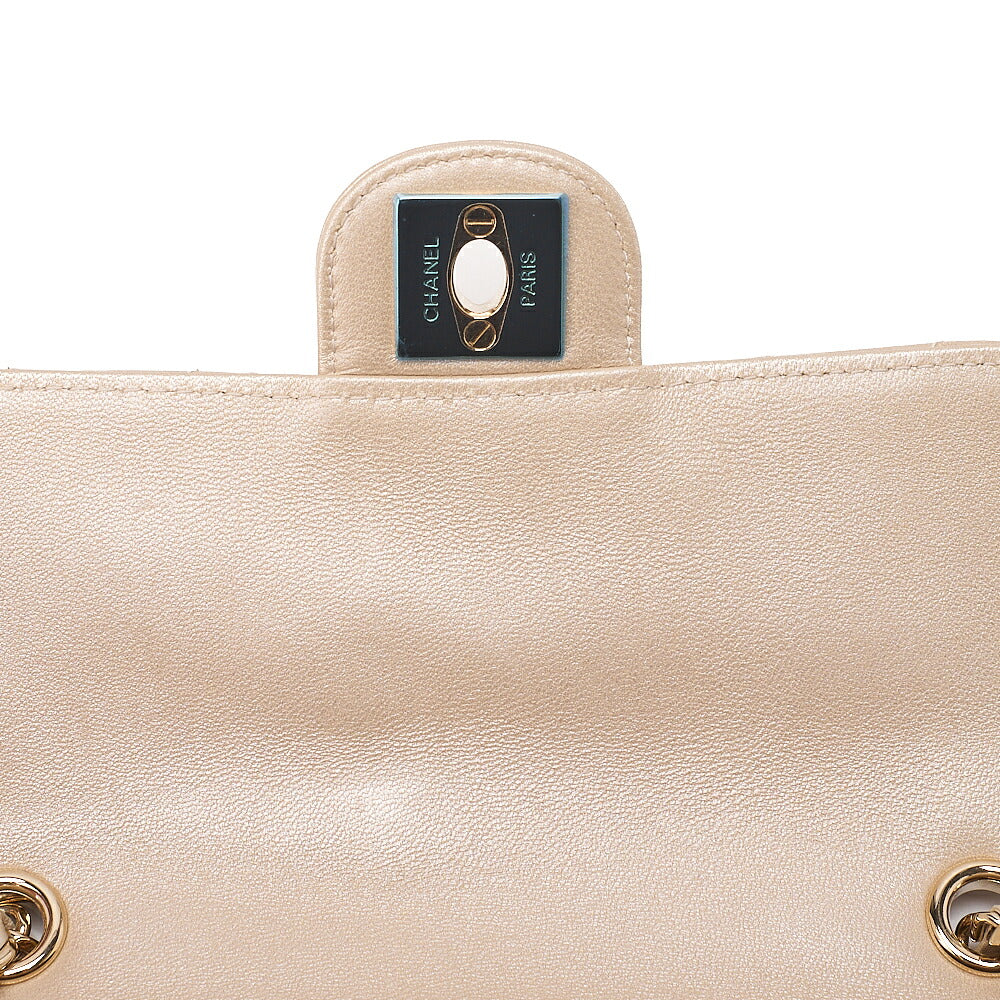 CHANEL Lambskin Minimat Telass? Peace Sign Motif Single Flap Chain Shoulder Gold Gold-Tone Hardware, Pre-Owned