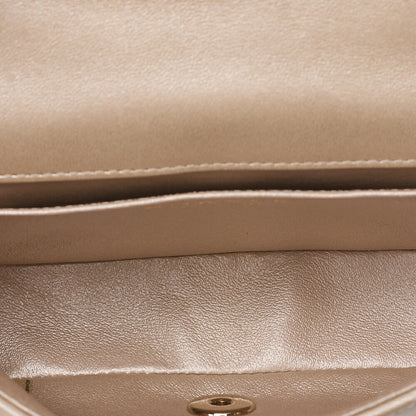 CHANEL Lambskin Minimat Telass? Peace Sign Motif Single Flap Chain Shoulder Gold Gold-Tone Hardware, Pre-Owned