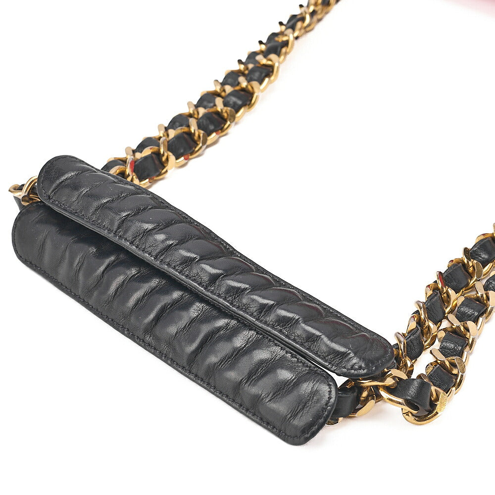 CHANEL Canvas x Lambskin Circle Charm Chain Shoulder Bag Red x Navy Gold-Tone Hardware, Pre-Owned