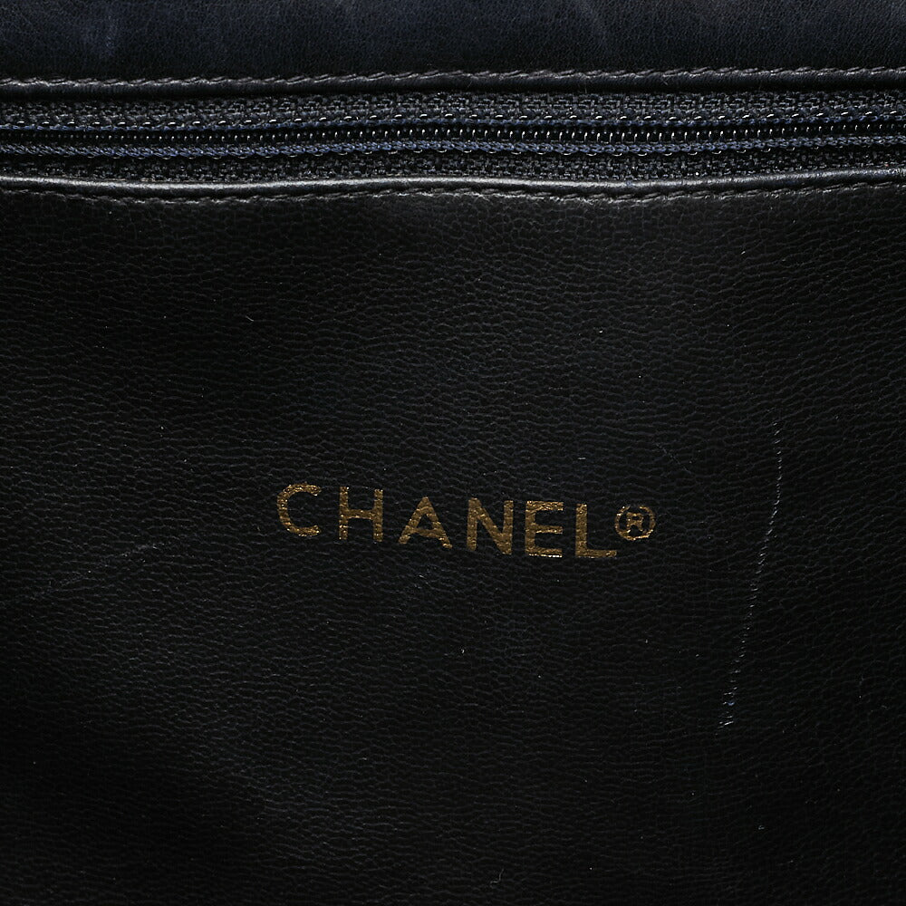 CHANEL Canvas x Lambskin Circle Charm Chain Shoulder Bag Red x Navy Gold-Tone Hardware, Pre-Owned