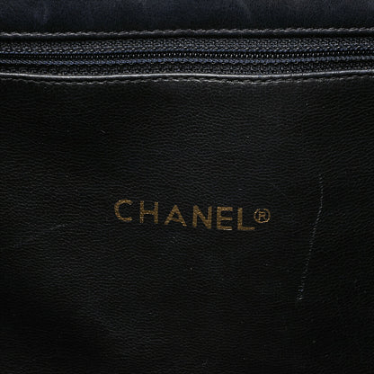 CHANEL Canvas x Lambskin Circle Charm Chain Shoulder Bag Red x Navy Gold-Tone Hardware, Pre-Owned