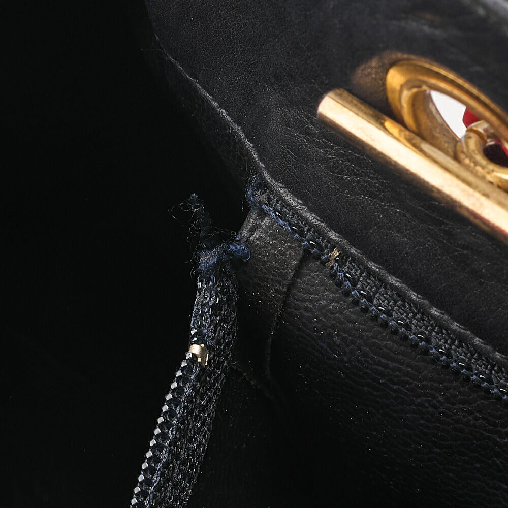 CHANEL Canvas x Lambskin Circle Charm Chain Shoulder Bag Red x Navy Gold-Tone Hardware, Pre-Owned