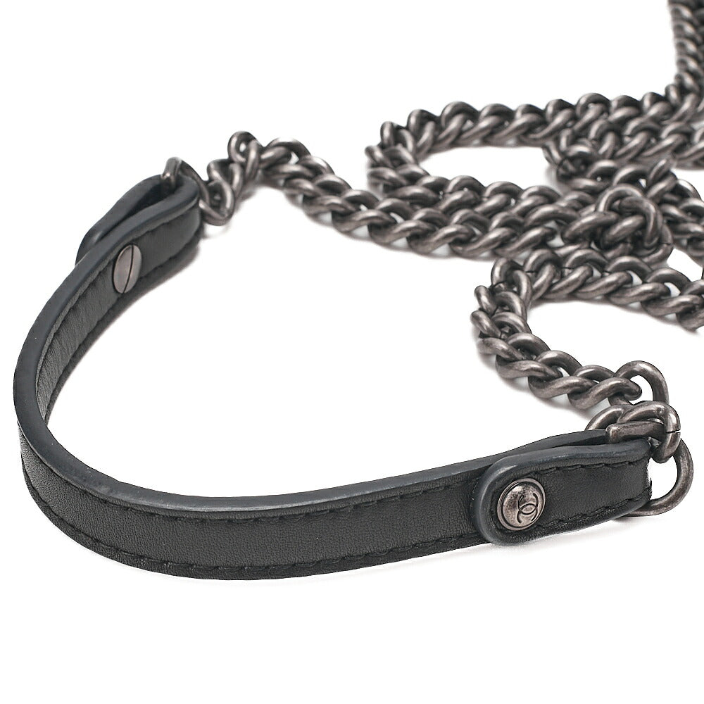 CHANEL Calfskin Matelasse Turn Lock Single 2-Way Chain Shoulder Black Silver-Tone Hardware, Pre-Owned