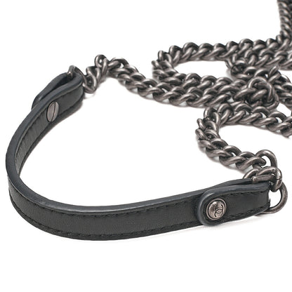 CHANEL Calfskin Matelasse Turn Lock Single 2-Way Chain Shoulder Black Silver-Tone Hardware, Pre-Owned