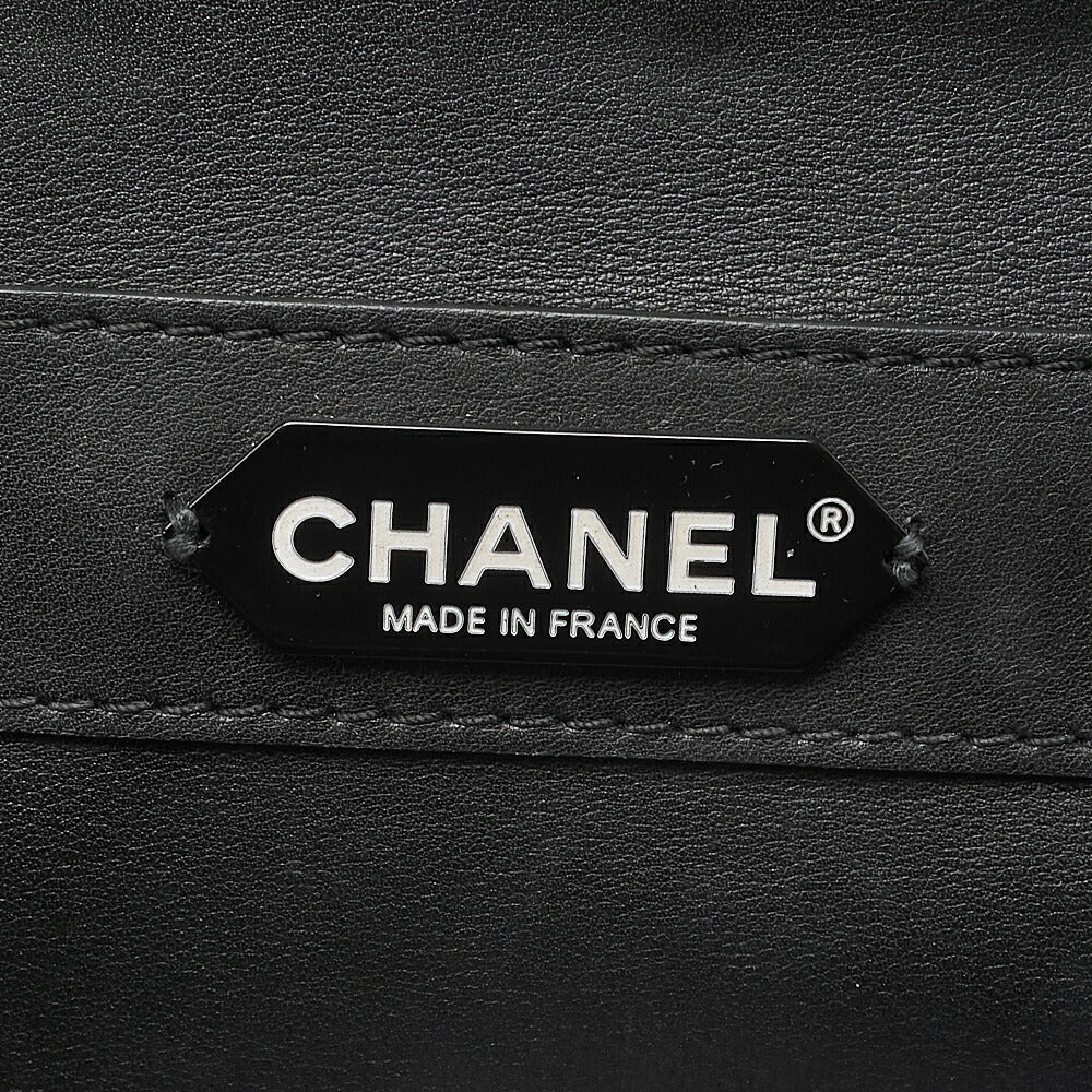 CHANEL Calfskin Matelasse Turn Lock Single 2-Way Chain Shoulder Black Silver-Tone Hardware, Pre-Owned