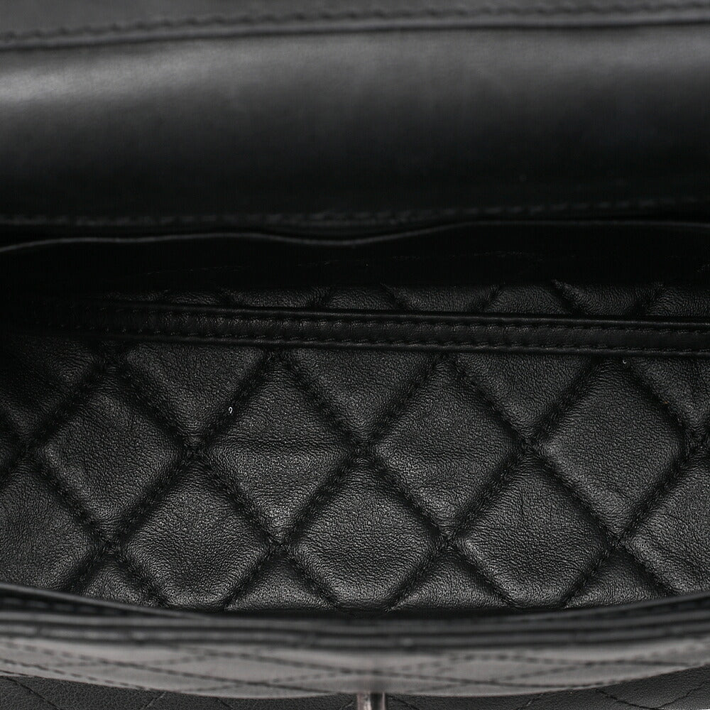 CHANEL Calfskin Matelasse Turn Lock Single 2-Way Chain Shoulder Black Silver-Tone Hardware, Pre-Owned