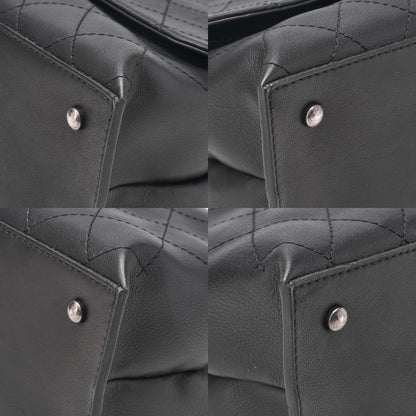 CHANEL Calfskin Matelasse Turn Lock Single 2-Way Chain Shoulder Black Silver-Tone Hardware, Pre-Owned