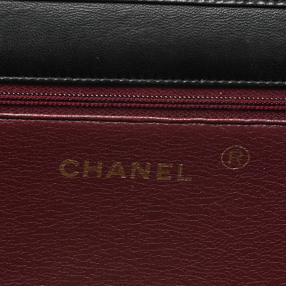 CHANEL Lambskin Matelasse 25cm Push Lock Chain Shoulder Black Gold-Tone Hardware, Pre-Owned