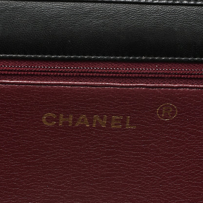 CHANEL Lambskin Matelasse 25cm Push Lock Chain Shoulder Black Gold-Tone Hardware, Pre-Owned