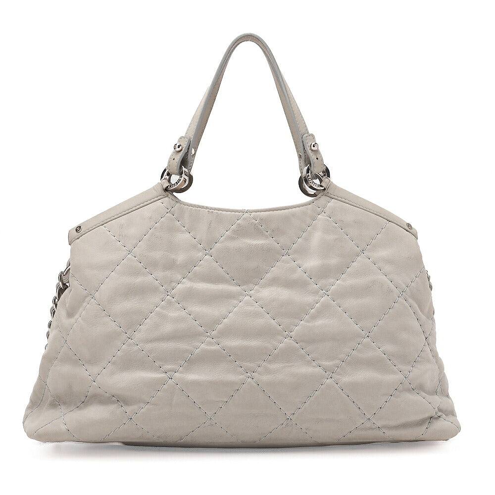 CHANEL Sparkle Leather Coco Mark 2-Way Chain Shoulder Gray (Silver Hardware) Ladies' Bag [Used] [Free Shipping]