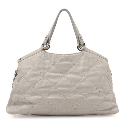 CHANEL Sparkle Leather Coco Mark 2-Way Chain Shoulder Gray (Silver Hardware) Ladies' Bag [Used] [Free Shipping]