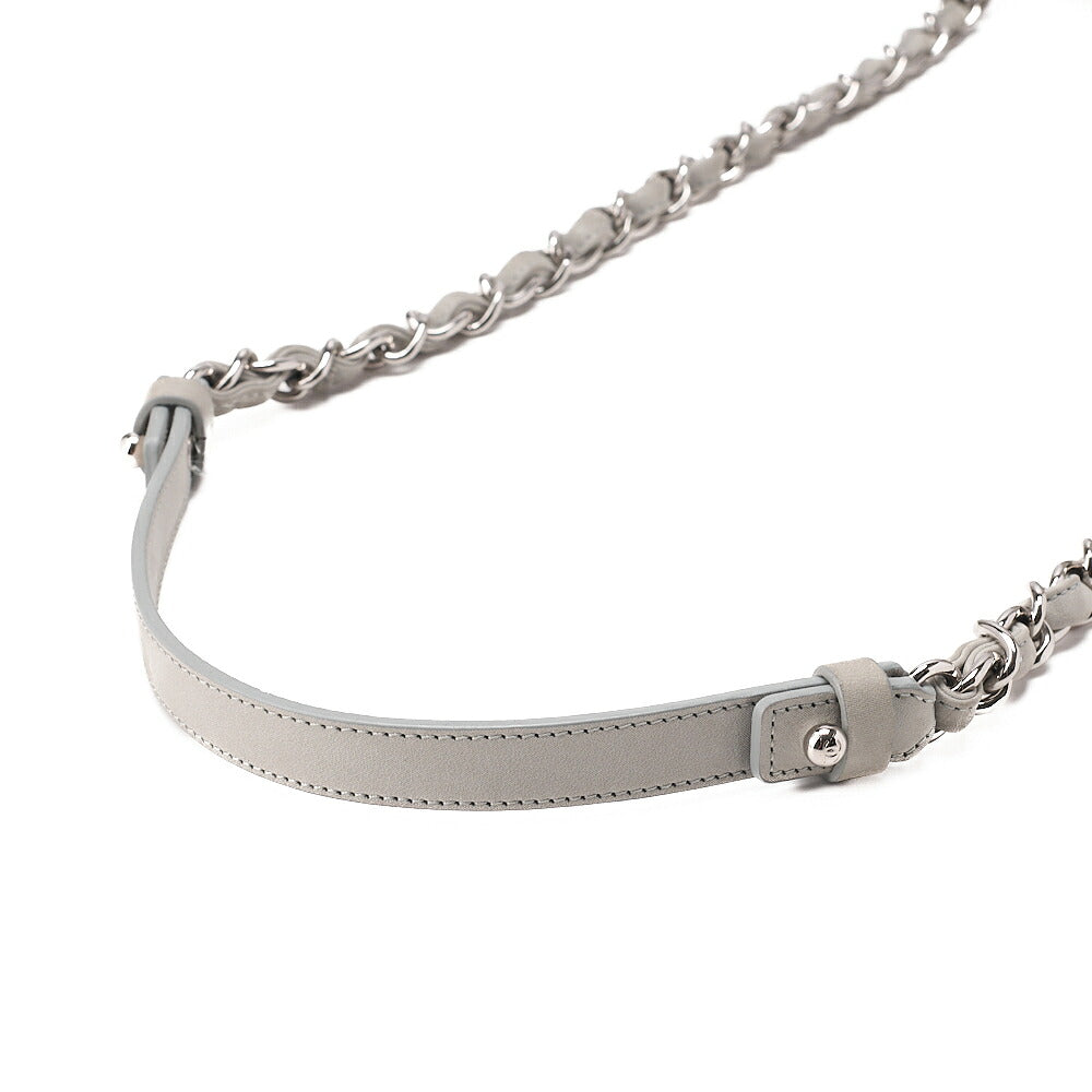 CHANEL Sparkle Leather Coco Mark 2-Way Chain Shoulder Gray (Silver Hardware) Ladies' Bag [Used] [Free Shipping]