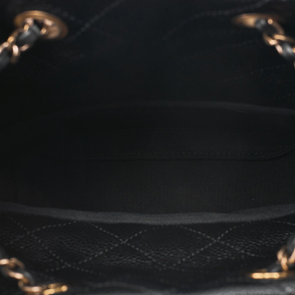 CHANEL Chanel Caviar Skin Drawstring Outside Flap Matelasse Chain Backpack Black Gold-Tone Hardware, Pre-Owned