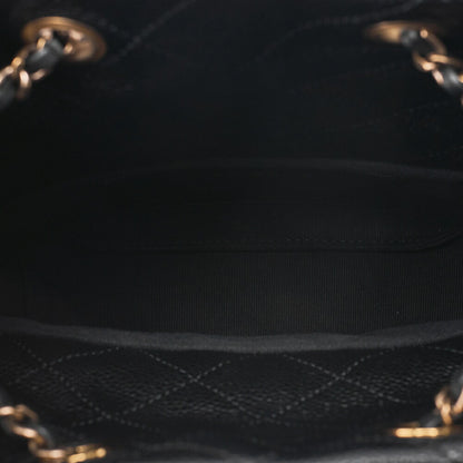 CHANEL Chanel Caviar Skin Drawstring Outside Flap Matelasse Chain Backpack Black Gold-Tone Hardware, Pre-Owned