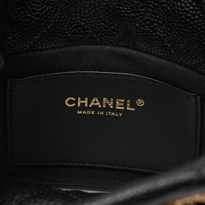 CHANEL Chanel Caviar Skin Drawstring Outside Flap Matelasse Chain Backpack Black Gold-Tone Hardware, Pre-Owned