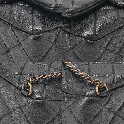 CHANEL Chanel Caviar Skin Drawstring Outside Flap Matelasse Chain Backpack Black Gold-Tone Hardware, Pre-Owned