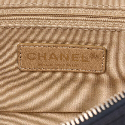 CHANEL Cotton x Lamb Chevron Single Chain Shoulder Navy Gold-Tone Hardware, Pre-Owned