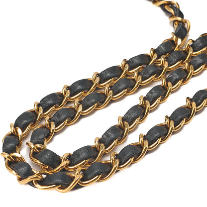 CHANEL Lambskin Matelasse Full Flap 19cm Turn Lock Chain Shoulder BlackGold-Tone Hardware, Pre-Owned