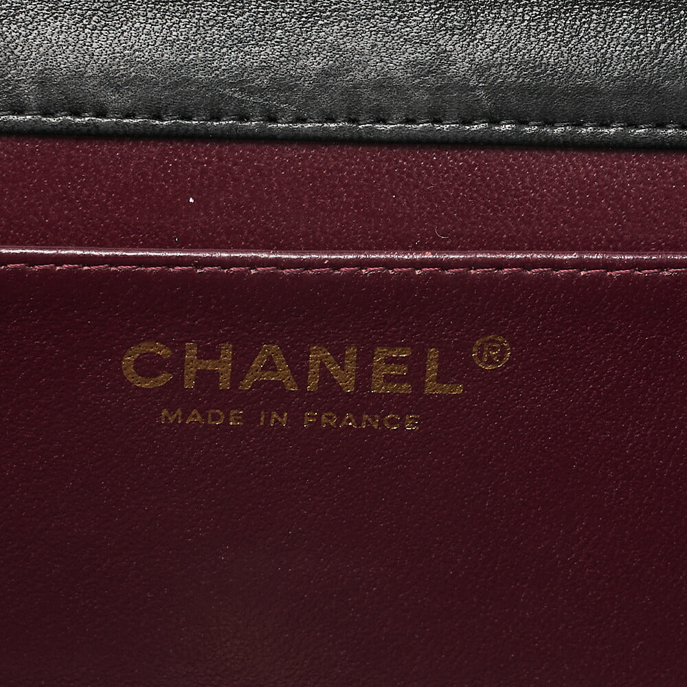 CHANEL Lambskin Matelasse Full Flap 19cm Turn Lock Chain Shoulder BlackGold-Tone Hardware, Pre-Owned